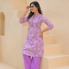 Printed V-Neck Co-Ord Set