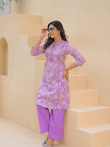 Printed V-Neck Co-Ord Set
