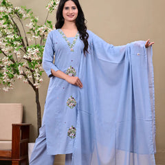 Powder Blue Embroidered Kurta Set