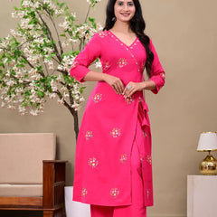 Rani Pink Blossom Angrakha Suit