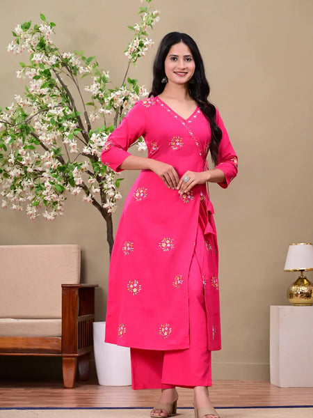 Rani Pink Blossom Angrakha Suit