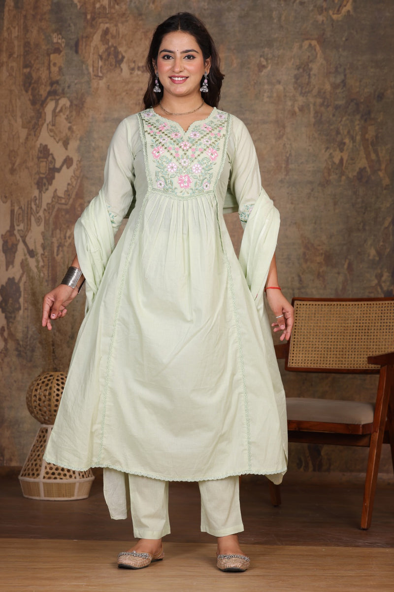 Pista Green Royal Embroiderd Suit Set