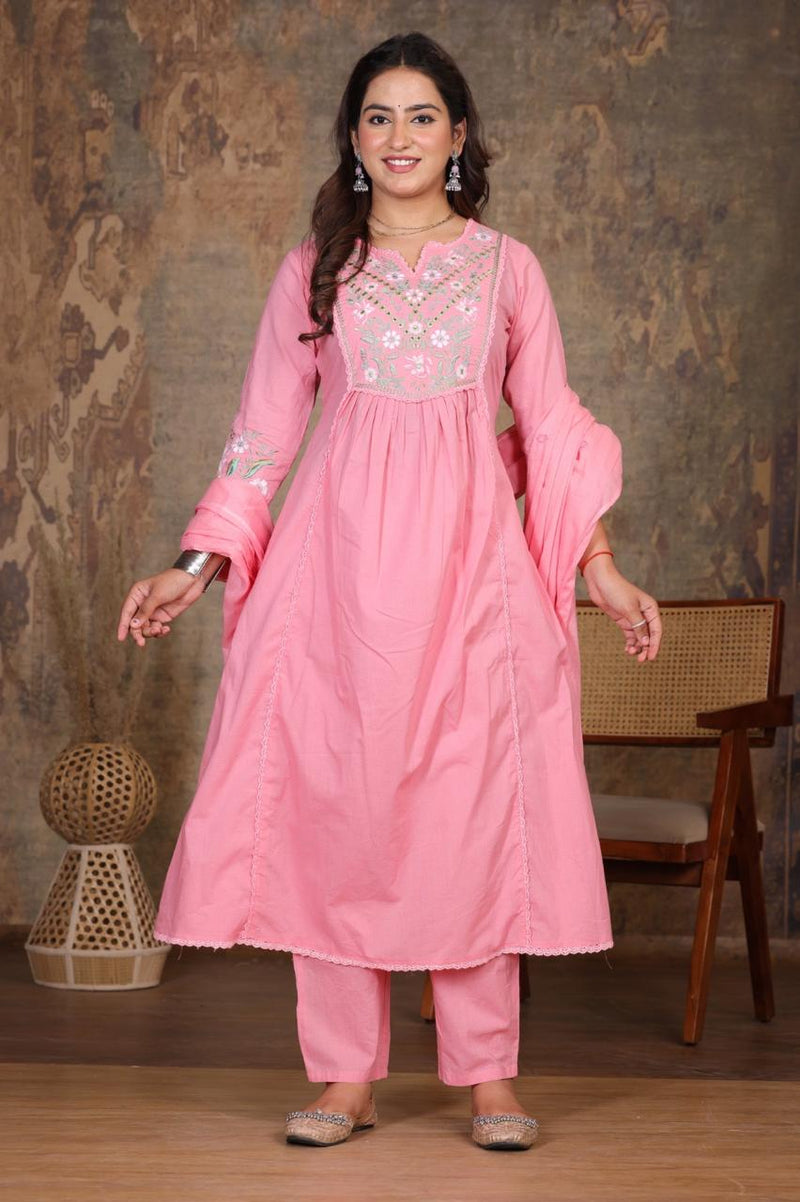 Pink Royal Embroidered Suit Set