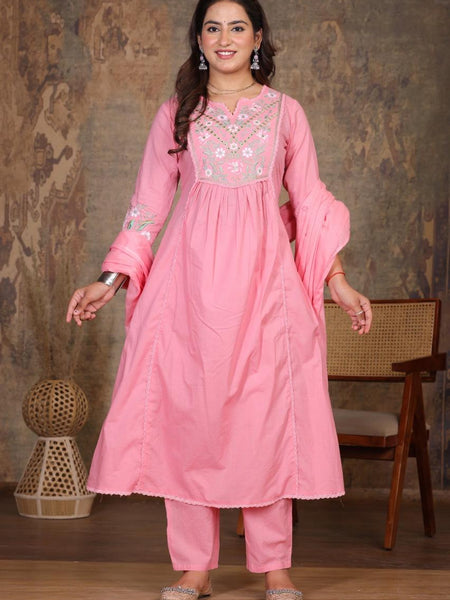 Pink Royal Embroidered Suit Set