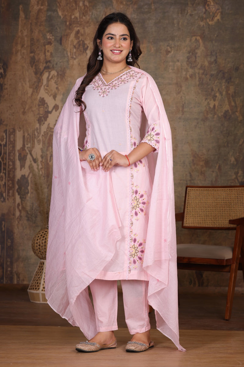 Light Pink Royal Embroiderd Suit Set