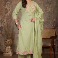 Pista Green Elegance Ethnic Suit Set