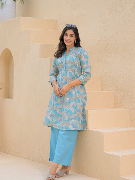 Printed V-Neck Co-Ord Set
